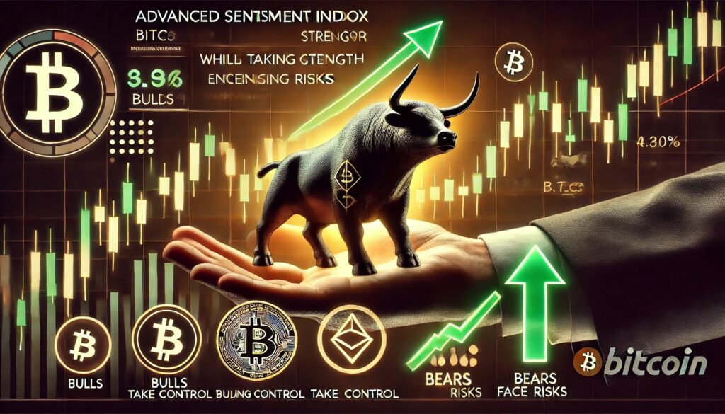 DALL·E-2025-04-25-05.07.55-A-financial-themed-image-showing-Bitcoins-BTC-advanced-sentiment-index-signaling-growing-strength-with-bulls-taking-control-while-bears-face-incre
