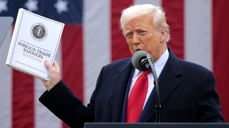 President Trump Holds "Make America Wealthy Again Event" In White House Rose Garden