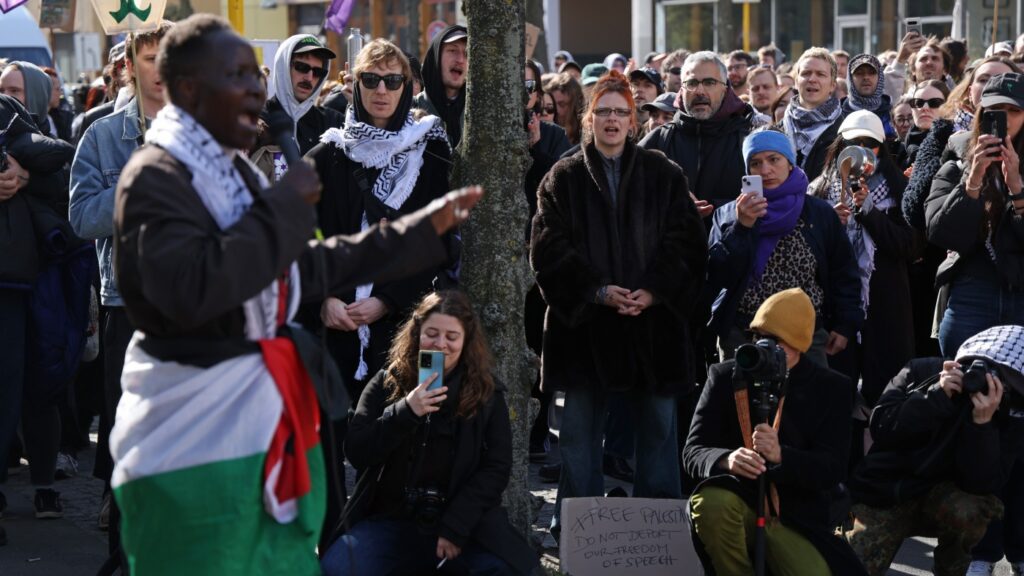 Demonstrators Protest Against Possible Deportation Of Four Pro-Palestine Activists
