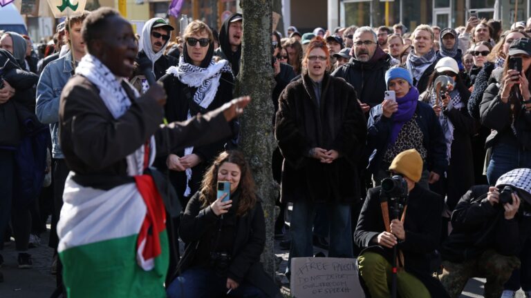 Demonstrators Protest Against Possible Deportation Of Four Pro-Palestine Activists
